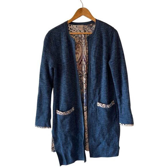 Chico’s Cardigan Leopard print paisley Size 1 women’s medium sweater winter swe - Picture 4 of 7